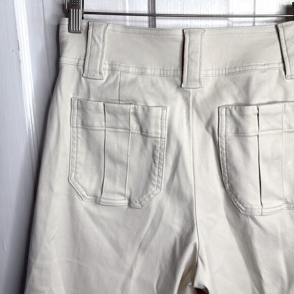 Spanx Stretch Twill Cropped Wide Leg Cargo Pants in Ivory White W1735 Sz M - Picture 5 of 8